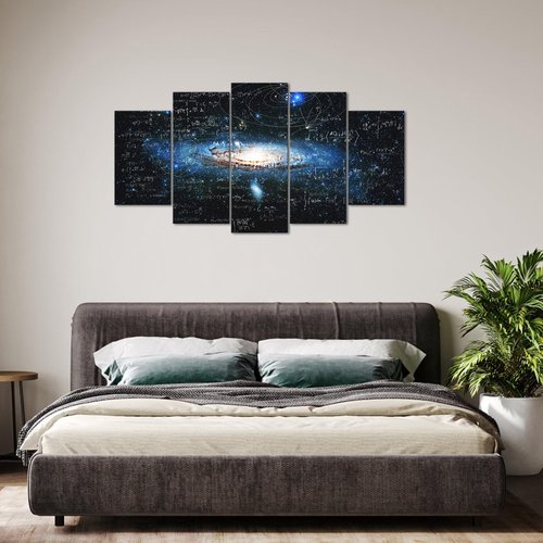 Canvbay Space Universe Canvas Wall Art Nebula Galaxy with Physical and Mathematical Formulas Picture Prints Outer Space Cosmic Cloud Landscape Artwork Framed Decor for Boys Modern Home Living Room