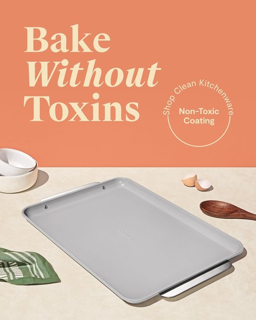 Caraway Non-Stick Ceramic Baking Sheet - Eco-Friendly, PTFE & PFOA Free - Large 18" x 13" - Gray
