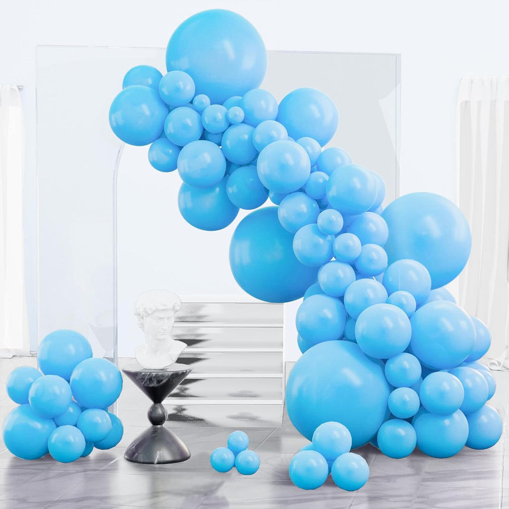 PartyWoo Light Blue Balloons - 152-Piece Pastel Balloon Arch Kit for Baby Showers & Graduations | 5-12 Inch Sizes