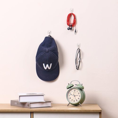 MOVELYST Heavy-Duty Clear Wire Hanger Hooks - 15 Small Hooks + 30 Removable Strips | Damage-Free Wall Solution