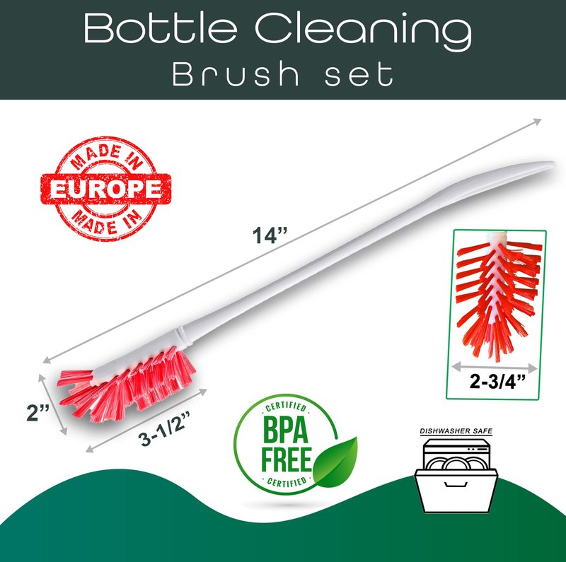 Soda Bottle Bundle 2-Pack Black 1L Carbonating + Deliqo 14" Bottles Cleaning Brush – For SodaStream Carbonating Water Seltzer