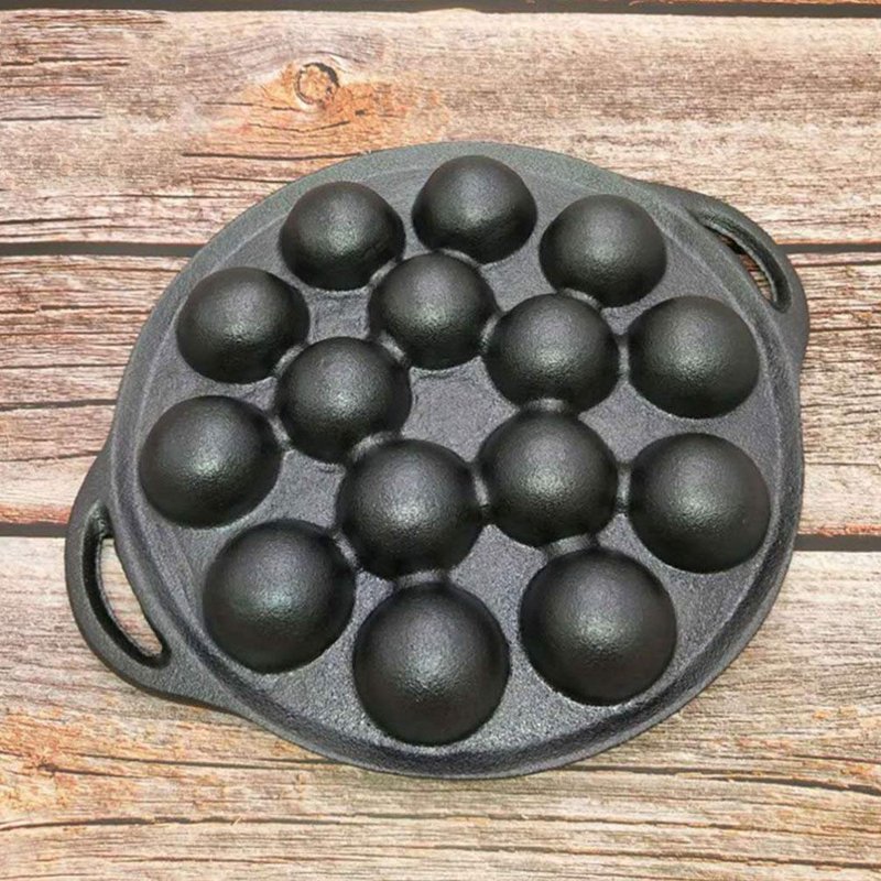 Cabilock Mini Cake Pans Cast Iron Snail Escargot Plate 15 Compartment Holes Black Pancake Mold