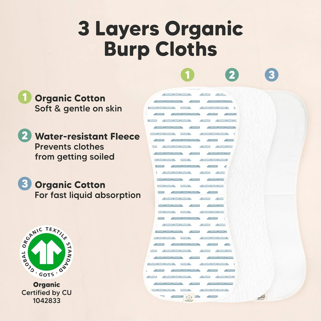 Vessels Organic Burp Cloths - 5-Pack Super Absorbent Cotton Baby Towels | Soft Plush 21" x 10" Unisex Rags