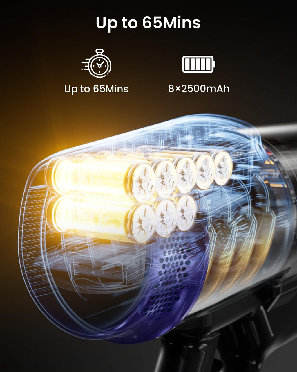 Skiennix Cordless Vacuum Cleaner - 55KPa Suction Power, 65 Minutes Runtime, LED Display, Self-Standing Design | Ideal for Hardwood Floors, Carpets, and Pet Hair