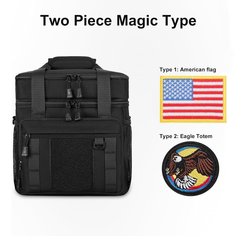 Gafetrey Expandable Large Tactical Lunch Box for Adults, Heavy Duty Durable Lunch Cooler Bag with MOLLE Lunch Pail for Work Camping Fishing Picnic (Black-Camo, 24L)