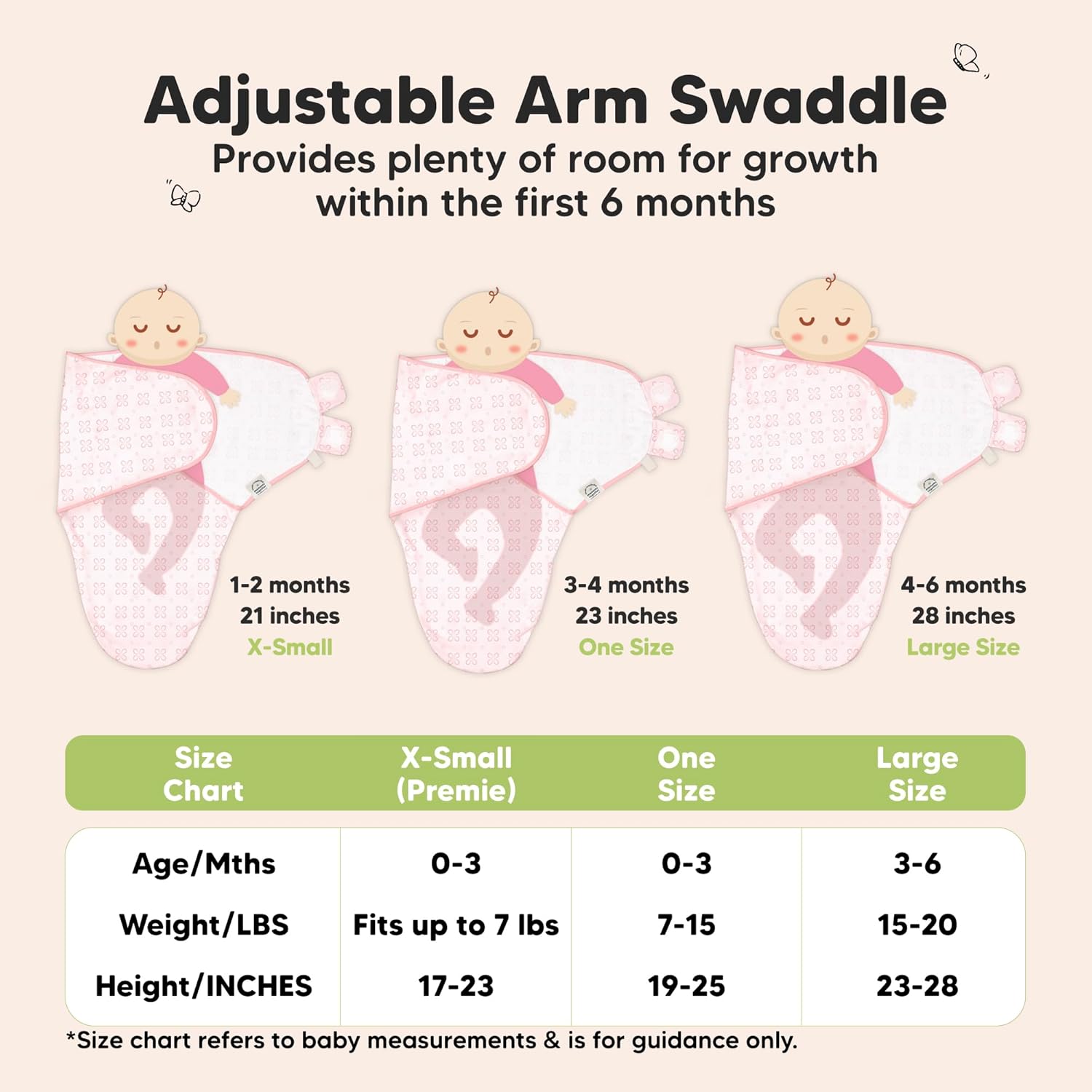Skiennix Organic Baby Swaddle Sleep Sacks - Soft & Snug for Newborns 0-3 Months | Blossom, OS, 3-Pack