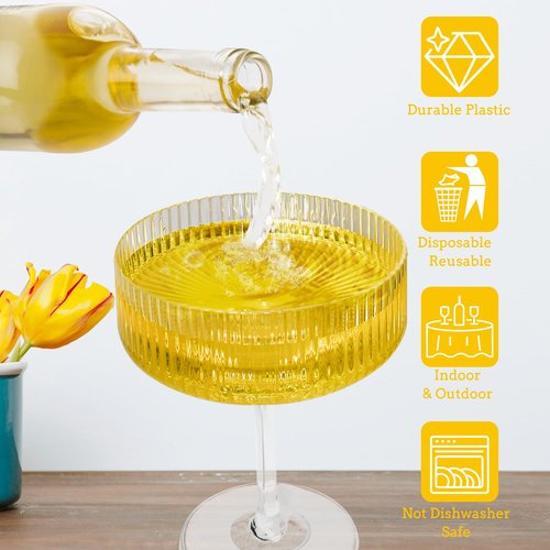 10OZ Plastic Martini Glasses, Set Of 12 - Shatterproof&Reusable Cocktail Glasses With Classic Design, Perfect For Home Use, Weddings, Parties&Outdoor Gatherings, Ideal For Martini, Champagne&More