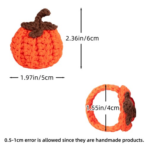 D-buy Set of 6 Pumpkin Napkin Rings, Fall Napkin Rings Thanksgiving Halloween Napkin Ring Holder, Handcrafted Crochet Napkin Holders for Thanksgiving Dinner Table Décor (6, Orange)