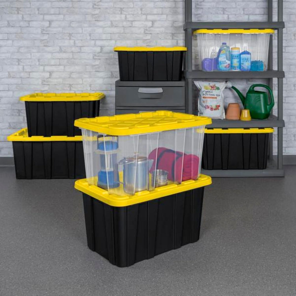 Sterilite 27 Gallon Heavy-Duty Storage Tote - 4-Pack Stackable Plastic Bins with Lids for Garage & Outdoor Gear