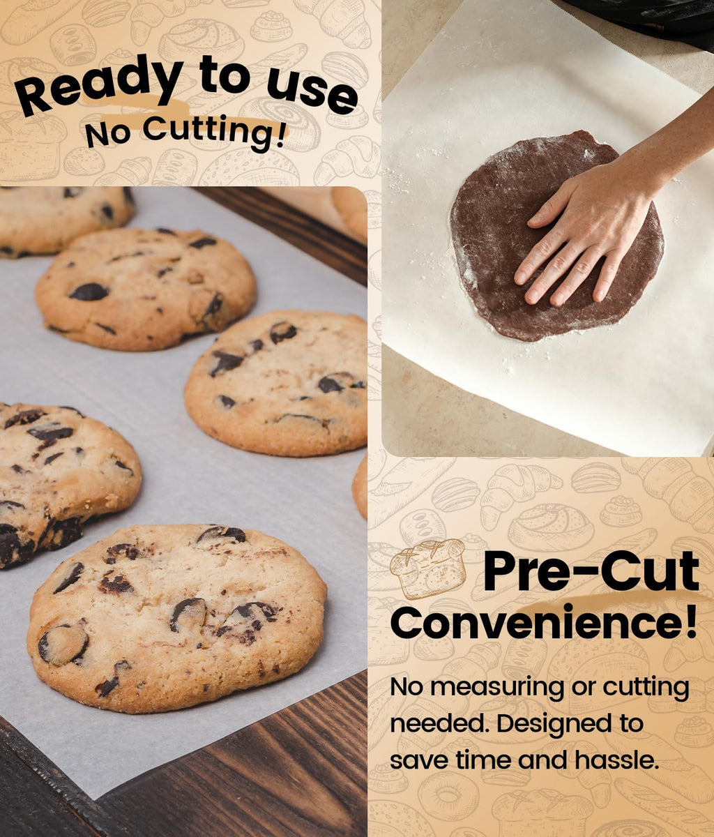 200 PCS Unbleached Parchment Paper Sheets for Baking 12x16 Inches, Non-Stick and Non-Toxic Pre-cut Parchment Sheets for Oven, Cooking, Grilling, Air Fryer and Steaming - Fit for Half Sheet Pans, White