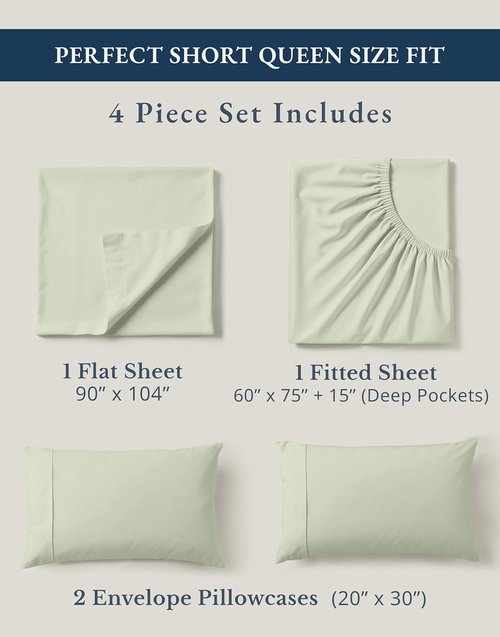 LANE LINEN 100% Organic Cotton Queen Sheet Set - Soft, Breathable Percale Weave, Deep Pocket | Hotel-Quality Mineral Color