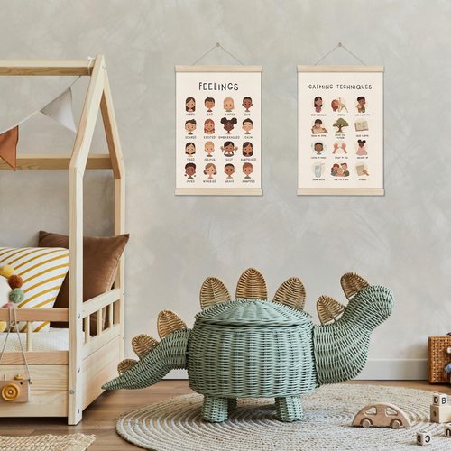DOI-LANEE Feelings Chart - 16x12 Inch Montessori Emotions Poster | Mental Health Decor Set of 2