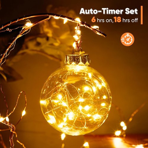 Ariceleo Outdoor String Lights - 16.4 Ft Battery Operated LED Fairy Lights with Remote & Timer | Waterproof Warm White for Weddings & Parties