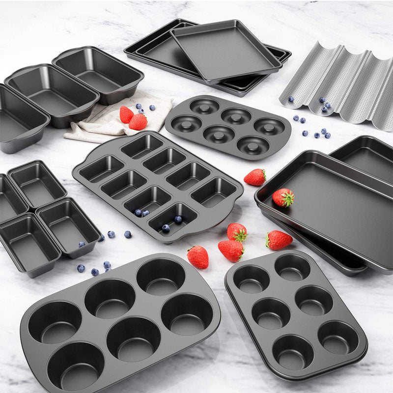 Tiawudi 1 Piece Non-Stick Mini Loaf Pan, Carbon Steel Baking Bread Pan, 8-Cavity