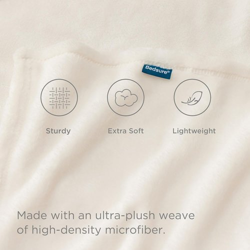 Bedsure Fleece Blanket - Soft, Lightweight, Plush King Size Cream Microfiber, 108x90 Inches