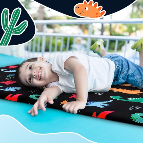 Fanfanwin 2 Pcs Dinosaurs Nap Mat Cover for Boys Sewn in Flap Design Construction Rest Microfiber Mat Cover for Preschool Daycare Kindergarten