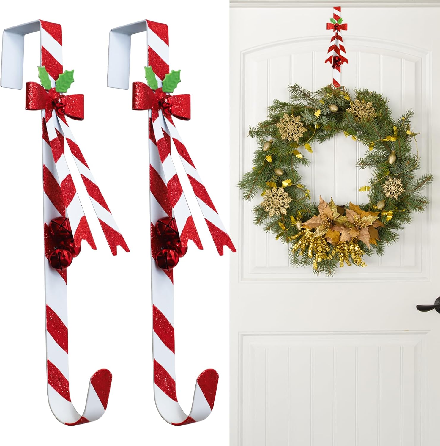 Regine Switzerland 2-Pack Wreath Hangers - Durable Metal Over-The-Door Design for Christmas Decor