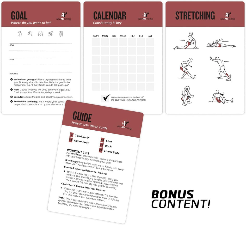 NewMe Fitness Kettlebell Workout Cards - Instructional Fitness Deck for Home & Gym Training