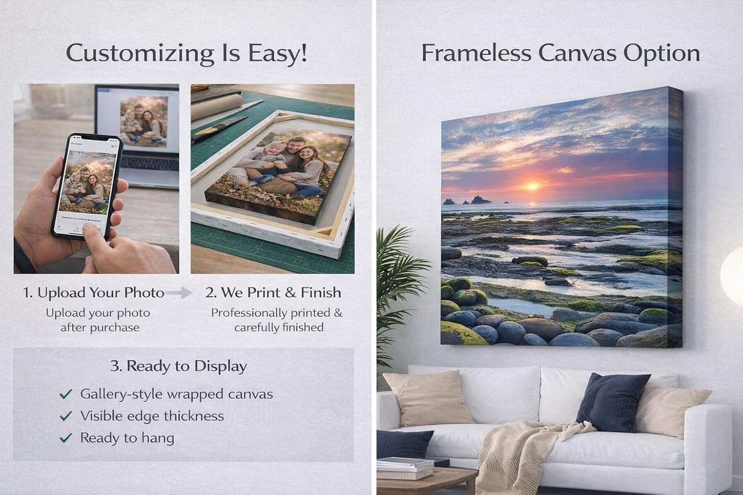 ZXDZSM Custom Canvas Poster - Personalized Photo Print | Unframed 24" x 36" Wall Art