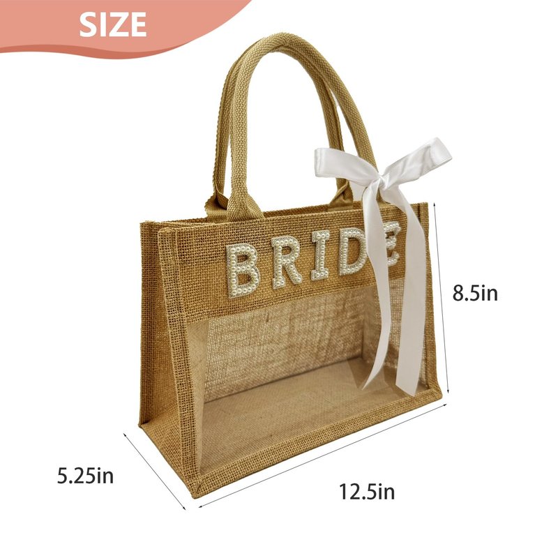 WAFOIRO Bride Tote Bag Bride to be Beach Bag with Pearl Rhinestone Letters Bachelorette Party Bridal Shower Wedding Honeymoon Gift Bag(Mini)