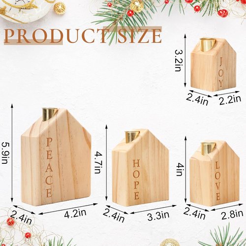 FYSUIMU Wooden Advent Candle Holders - 4Pcs Christmas Nativity Scene for Farmhouse Holiday Decor