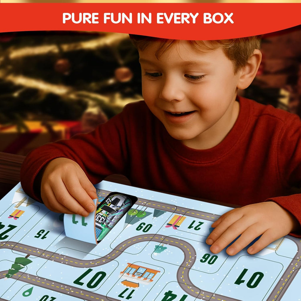 Quanquer Kids Advent Calendar - 24 Days Christmas Countdown with Pull Back Cars Set for Boys