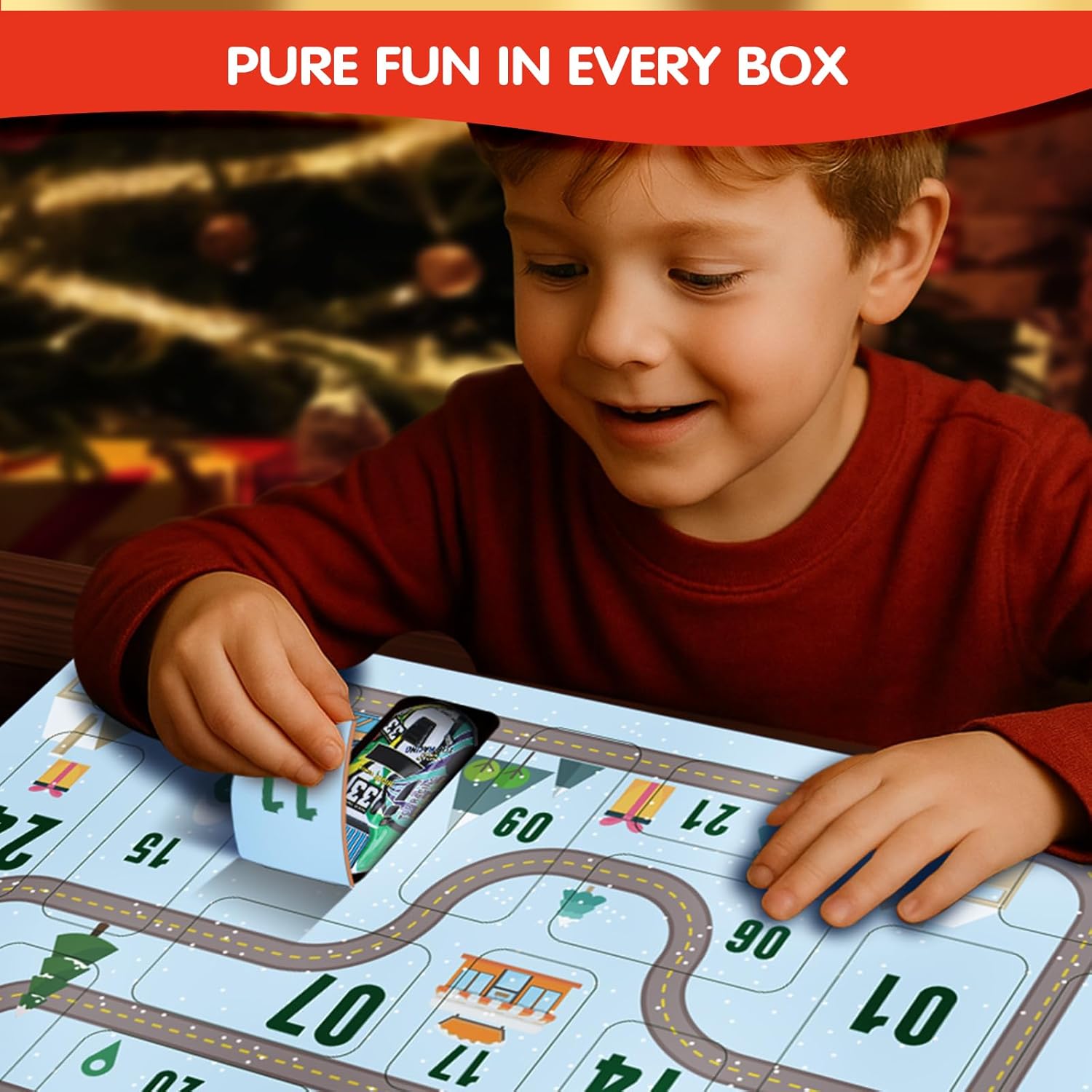 Quanquer Kids Advent Calendar - 24 Days Christmas Countdown with Pull Back Cars Set for Boys