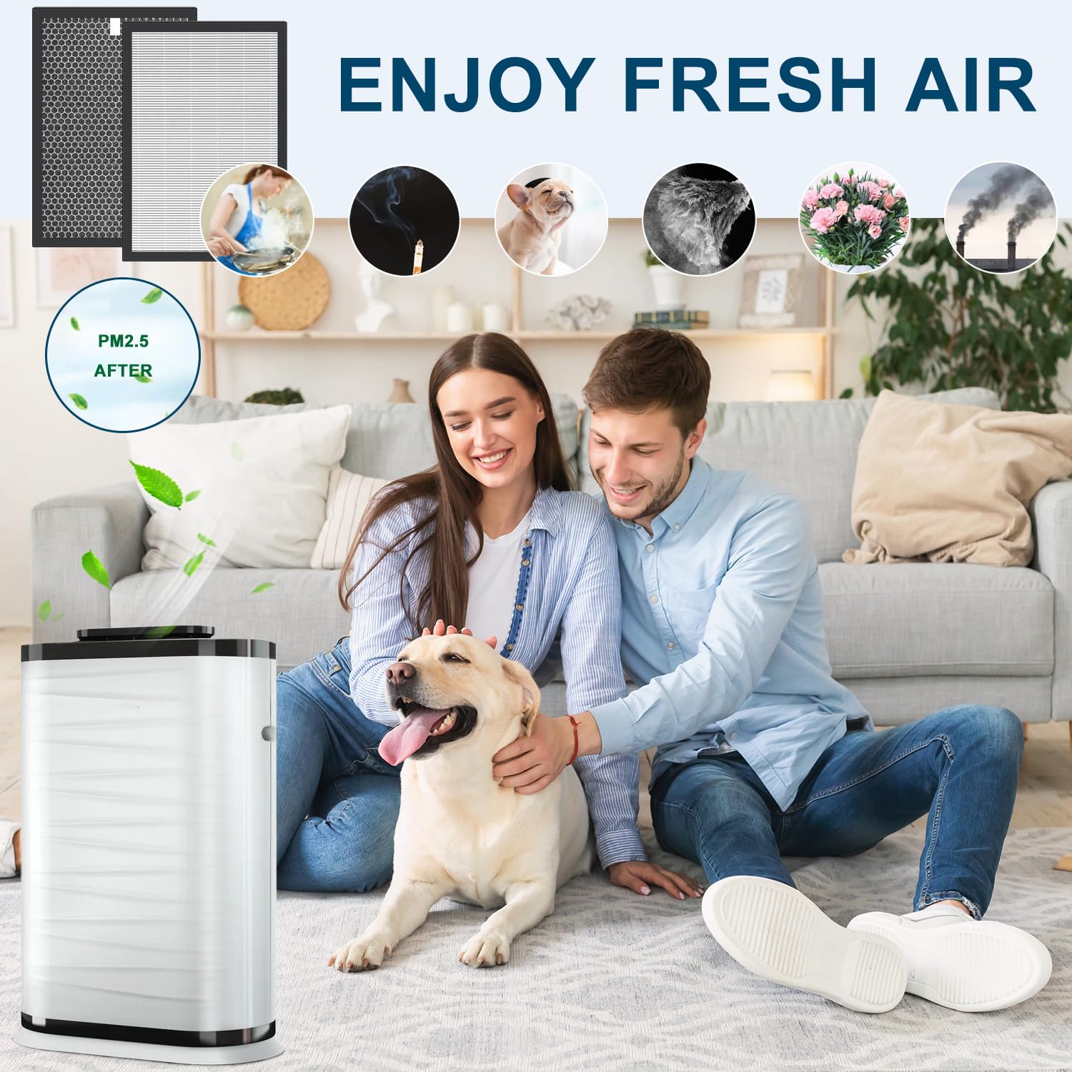 Can-Meageren Replacement Filter Compatible with BreathePlus Pro Smart Air Purifier, Model: BP-PRO-600, True H13 High-efficiency Carbon HEPA Filter, Hepa x 1, Carbon Filter x 1