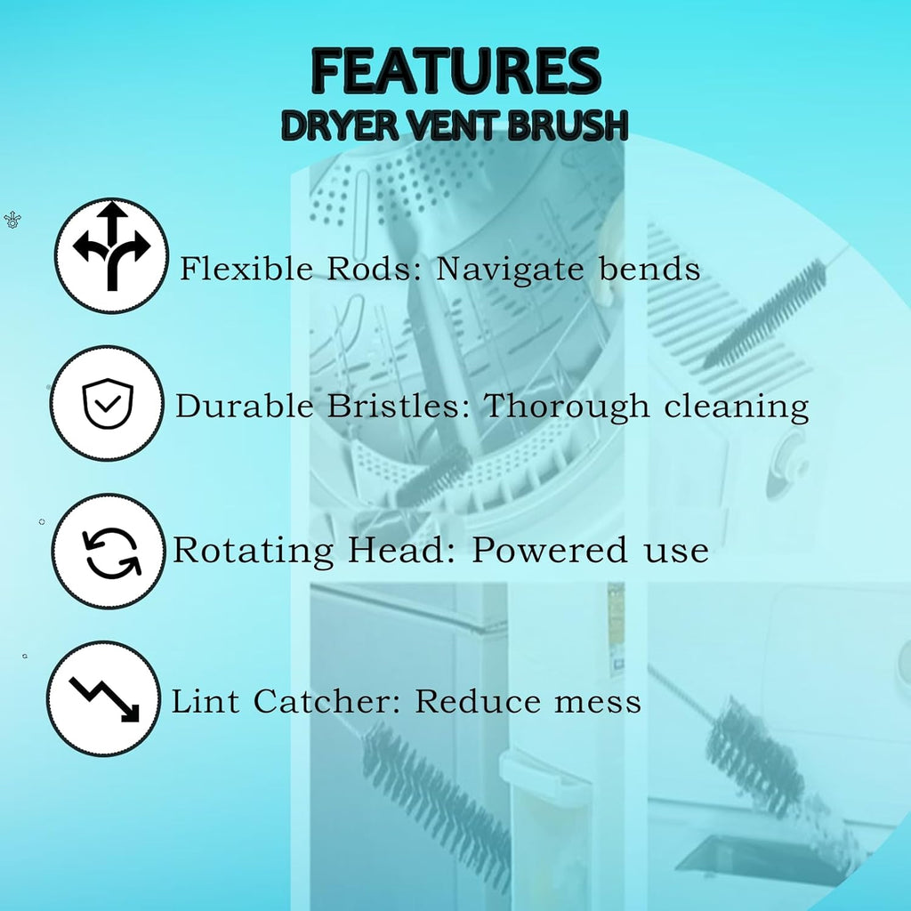 Skiennix Dryer Vent Cleaner Kit - 2 Piece Lint Brush & Vacuum Hose Attachment for Dyson V7-V15