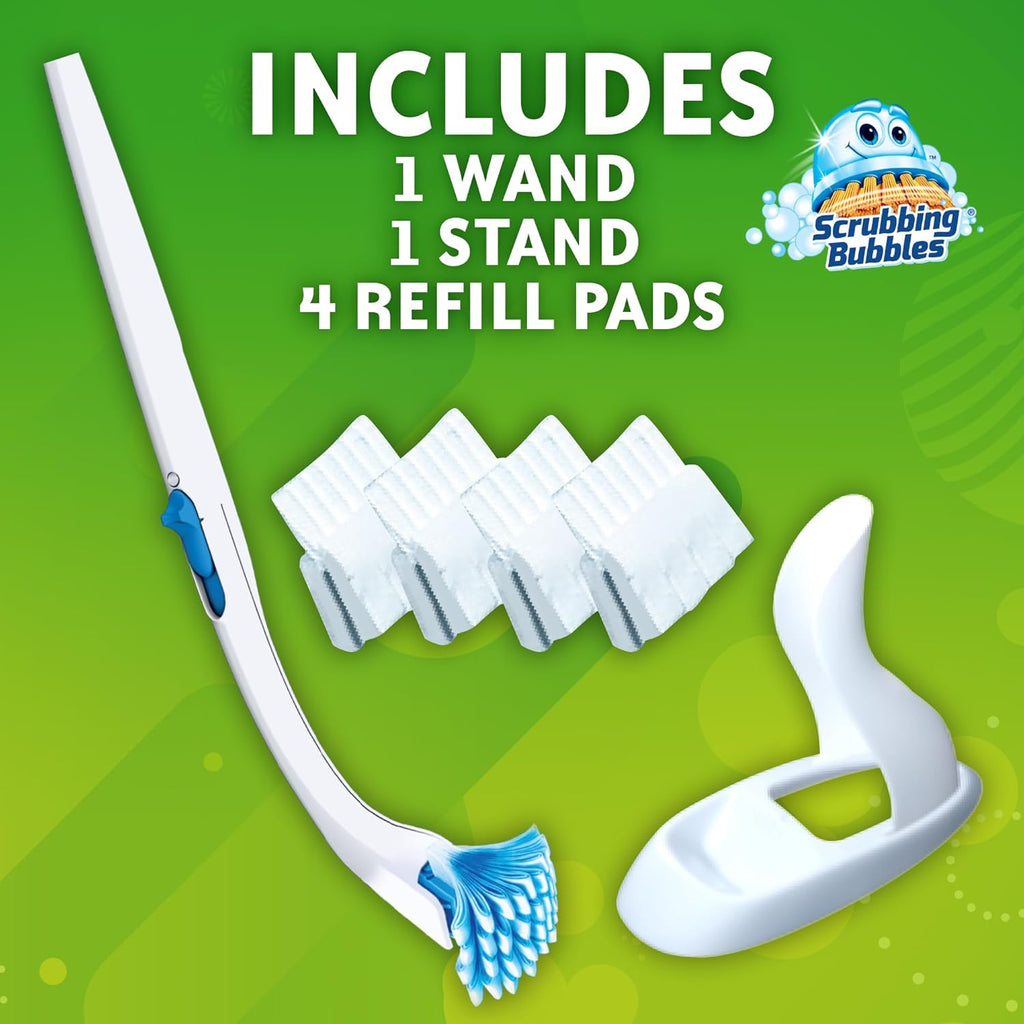 Scrubbing Bubbles Toilet Bowl Cleaning System - Citrus Scent | Includes 1 Wand, 4 Refill Pads & Stand