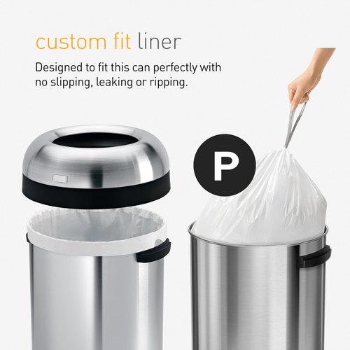 simplehuman Code P 200 Count, Dispenser Pack Custom Fit Liners, Drawstring Trash Bags, 50-60 Liter / 13-16 Gallon, White