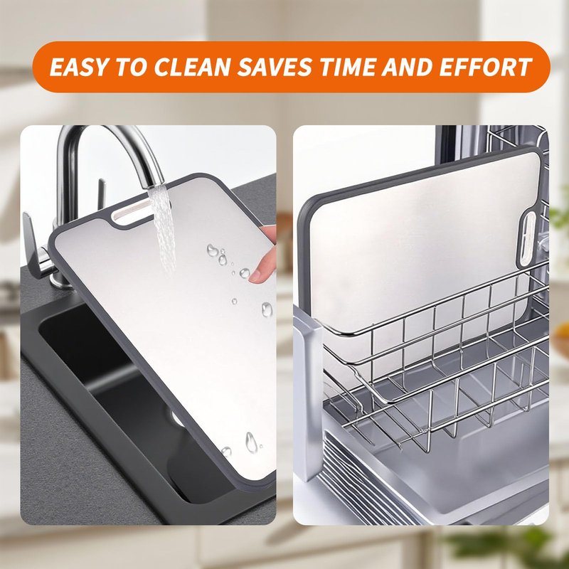 Cutting Board for Kitchen, Cutting Board Double Sided Food Grade, Pure Titanium and Wheat Straw PP Non-slip durable and easy to clean (Large)