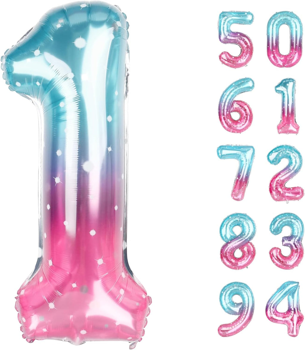 Starry Sky 40-Inch Giant Number 1 Balloon - First Birthday Decorations for Girls & Toddlers