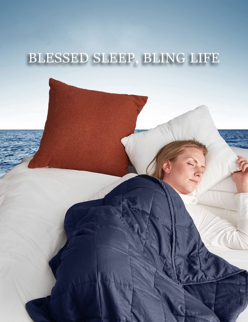 BB BLINBLIN Weighted Blanket Heavy Blanket for Cool & Restful Sleep, Premium Soft Material and Glass Beads (Navy Blue, 80''x87'' 25lbs), Two Persons(110~190lb) Sharing Use on Queen/King Bed…