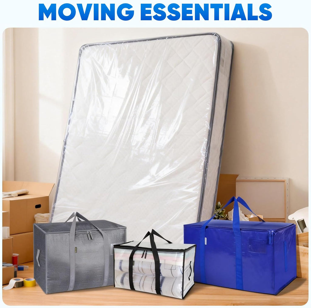 TICONN Waterproof Mattress Bag - Heavy-Duty Moving Storage Cover | 2-Pack, Queen Size (4 Mil)