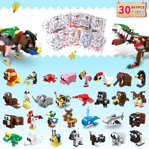 HOGOKIDS Animal Building Blocks - 30 Packs Party Favors for Kids | Perfect for Easter & Valentine's Gifts