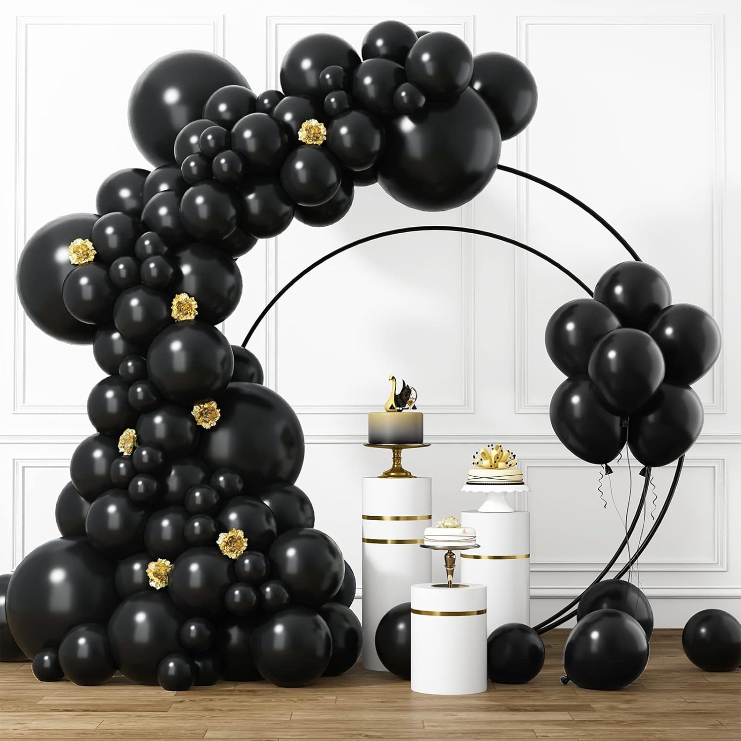 RUBFAC Black Balloons - Premium Latex Party Balloons in 5/10/12/18 Inches | 105pcs for Halloween & Celebrations