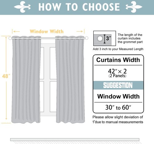 ChrisDowa Blackout Curtains - Thermal Insulated Room Darkening Panels, Aqua, 42 x 48 Inch - 2 Panels Set