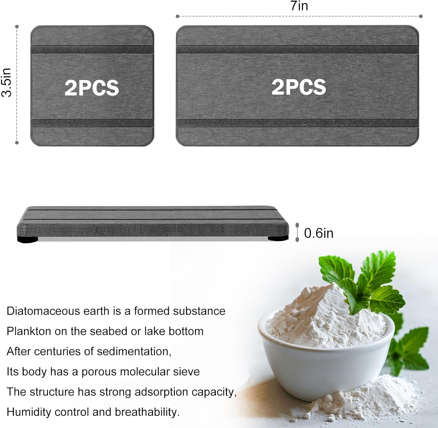 Stone Drying Trays by [Brand Name] - Water Absorbing Diatomaceous Earth Soap Dish & Coaster Set | 4PCS