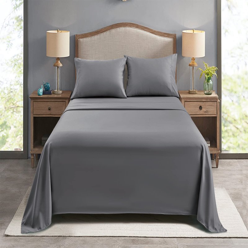 FreshCulture King Flat Sheets Only, Pack of 6, Soft Microfiber Bedding Sheets for Home, Salons, Hotels, Bulk Flat Sheets Only King Size (Dark Grey)