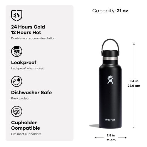Hydro Flask Water Bottle - Insulated Stainless Steel - Non Spill, Leakproof in 21 Oz Agave Green