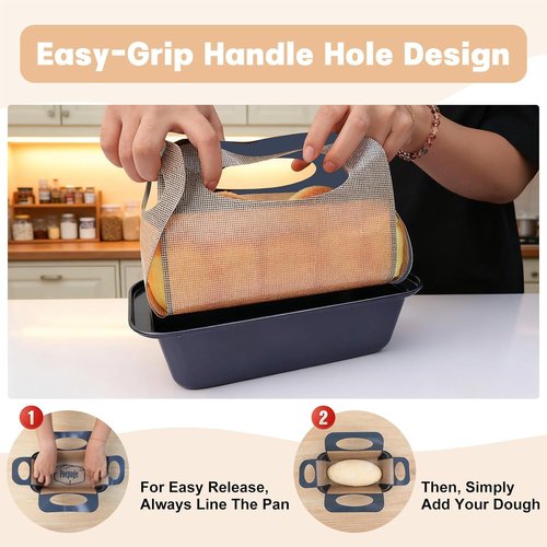 Loaf Pan Set by [Brand Name] - Nonstick 9 x 5 Inch Bread Pans with Liners for Perfect Baking