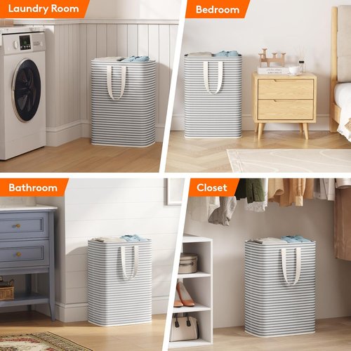 Lifewit Laundry Basket - 65L Collapsible Hamper with Reinforced Handles | Waterproof Design in Grey