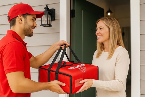 Brooklyntrend Pizza Bags for Delivery – Extra Large (20" X 20") Insulated Pizza Delivery Bag | Waterproof Pizza Warmer Carrier for Doordash, Uber Eats | Front Load, Heavy Duty (Red, 20"X20"X12")