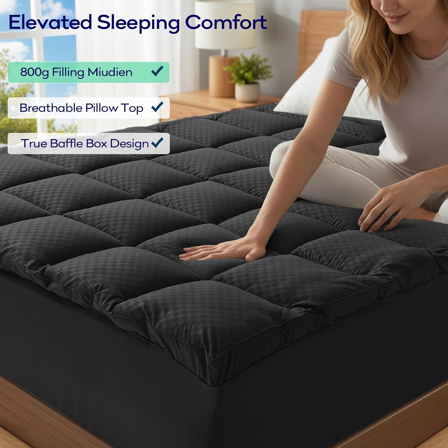 OLANLY Memory Foam Mattress Topper - Dual-Layer 4-Inch Queen Size for Back Pain Relief | Cooling Pillow Top