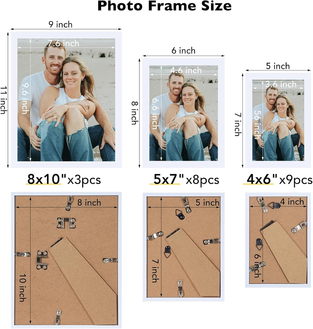 Regine Switzerland Picture Frames Collage Set - 20 Packs for Wall Decor & Tabletop Display | Multi Sizes in White