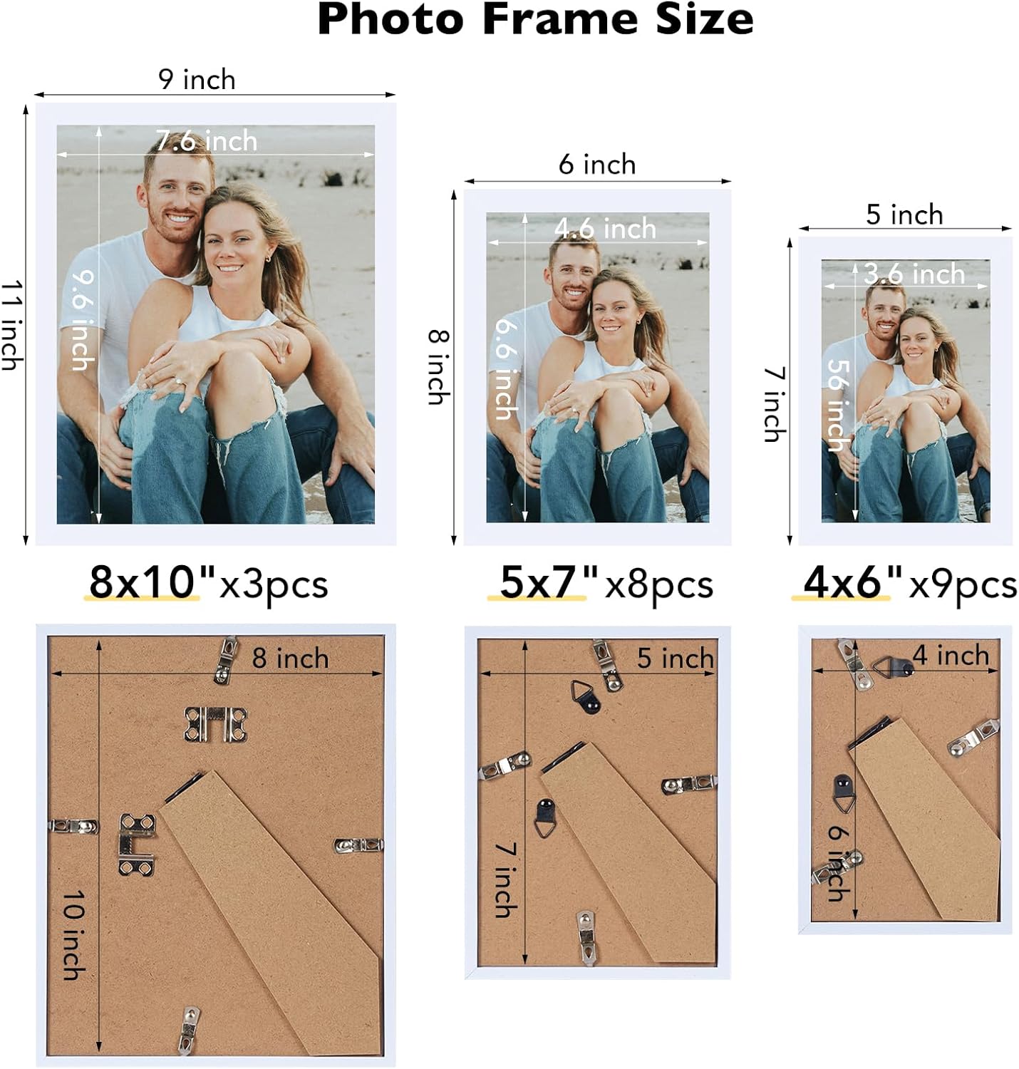 Regine Switzerland Picture Frames Collage Set - 20 Packs for Wall Decor & Tabletop Display | Multi Sizes in White