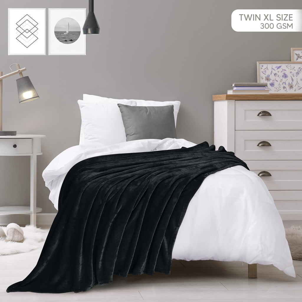 Utopia Bedding Fleece Blanket - Twin XL Size Black | 300GSM Luxury Soft Microfiber (90x76 Inch)