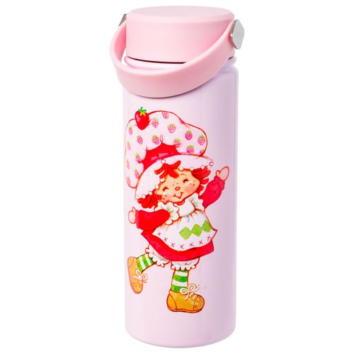 Silver Buffalo Strawberry Shortcake Stainless Steel Water Bottle with Swivel Handle, 20 Ounces