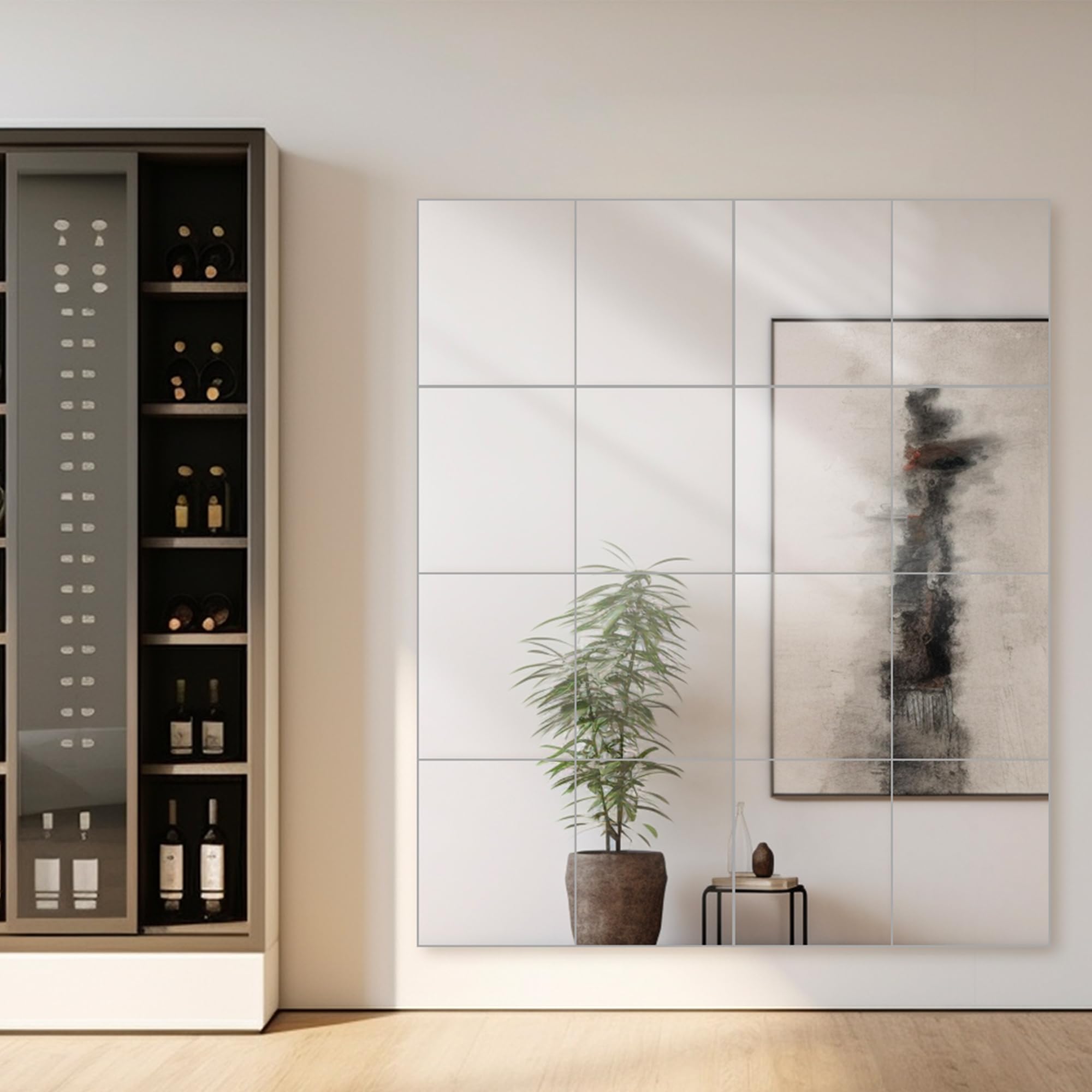 Dulles Glass - Wall Mirrors, 12''x 10'' Glass Wall Mirror Tiles (16 PCS), Large Full Body Mirror for Home Gym, Bedroom, Door, Bathroom, Frameless Mirror Tiles (Glass - 12'' x 10'' - 16PCS)